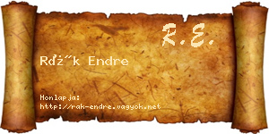 Rák Endre névjegykártya